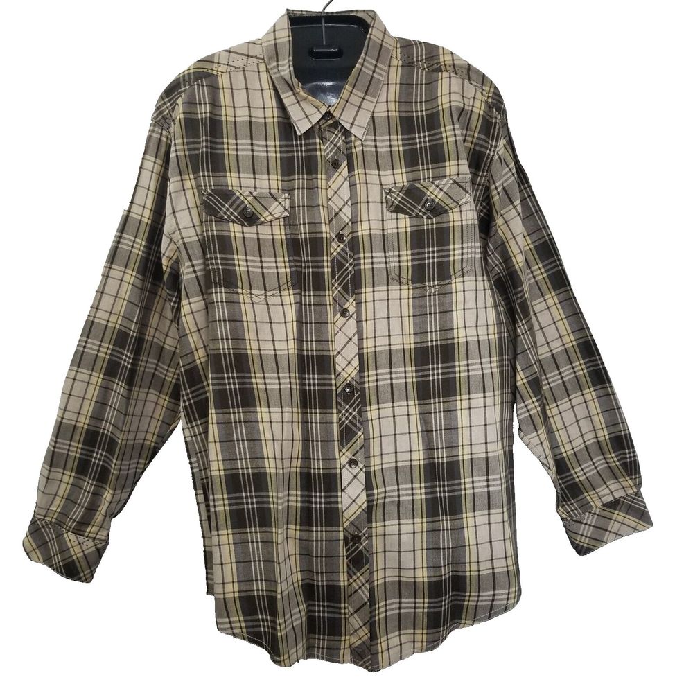Method Button Down Shirt Mens Size XXL Tan Plaid
